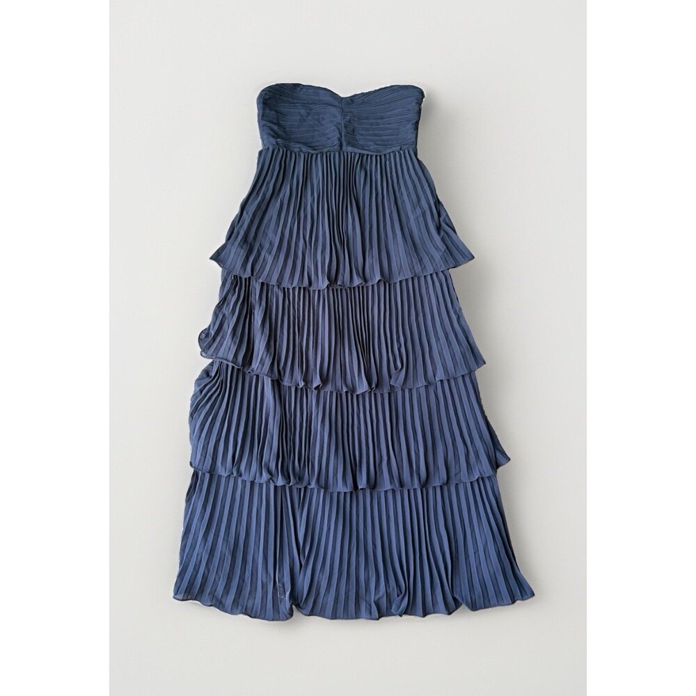 Lulus Seriously Sensational Navy Blue Strapless Tiered Pleated Maxi Dress XL